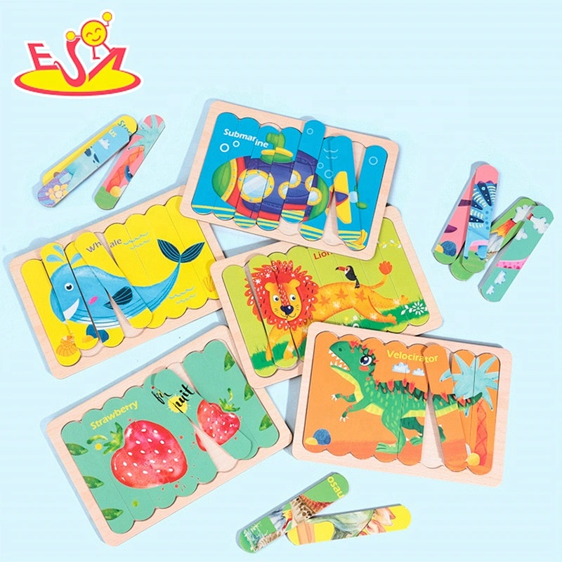 Hot sale wooden animal learning puzzle educational shape recognition game jigsaw puzzle for kids W14C311