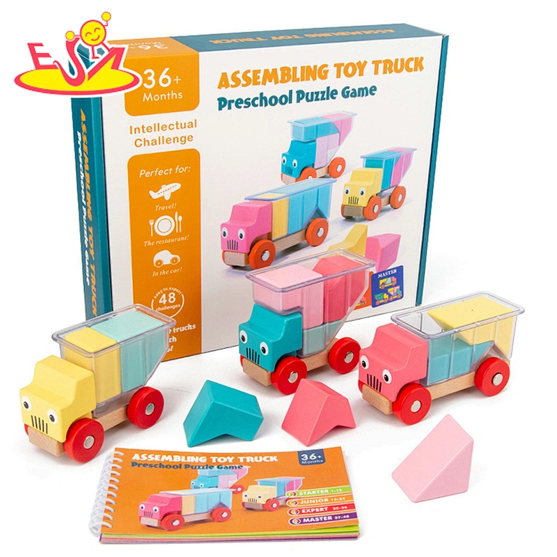 2021 New arrival assembling toy car educational wooden engineering vehicle toy for preschool kids W04A537