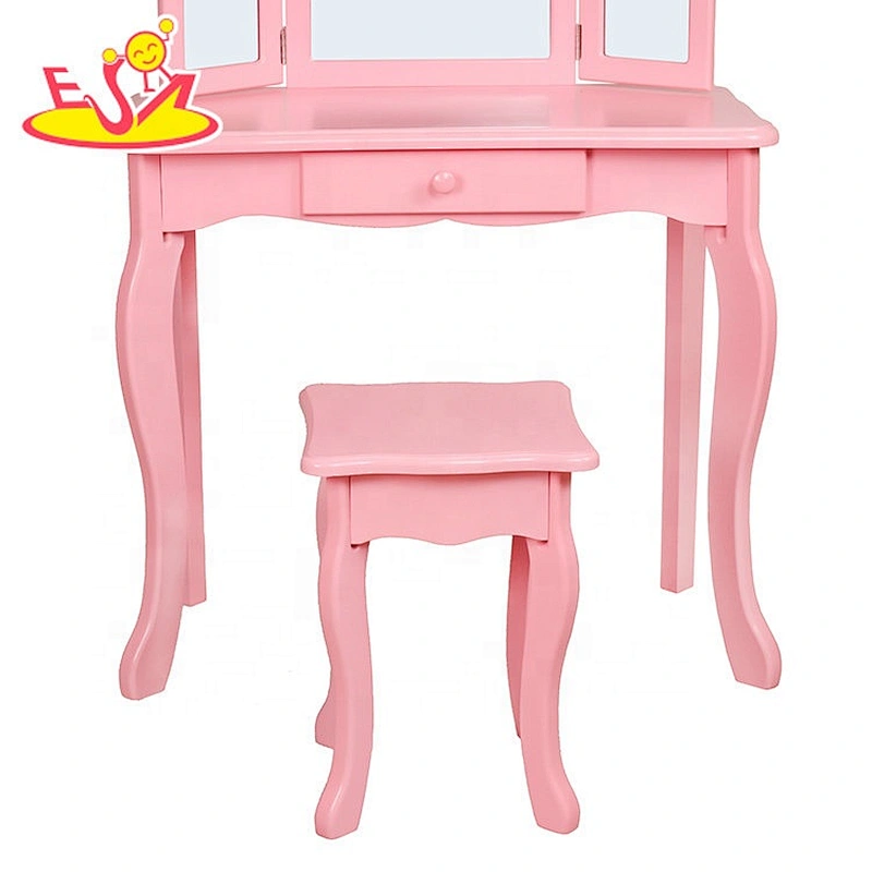 2021 Hot sale kids wooden pink dressing table with drawers W08H134