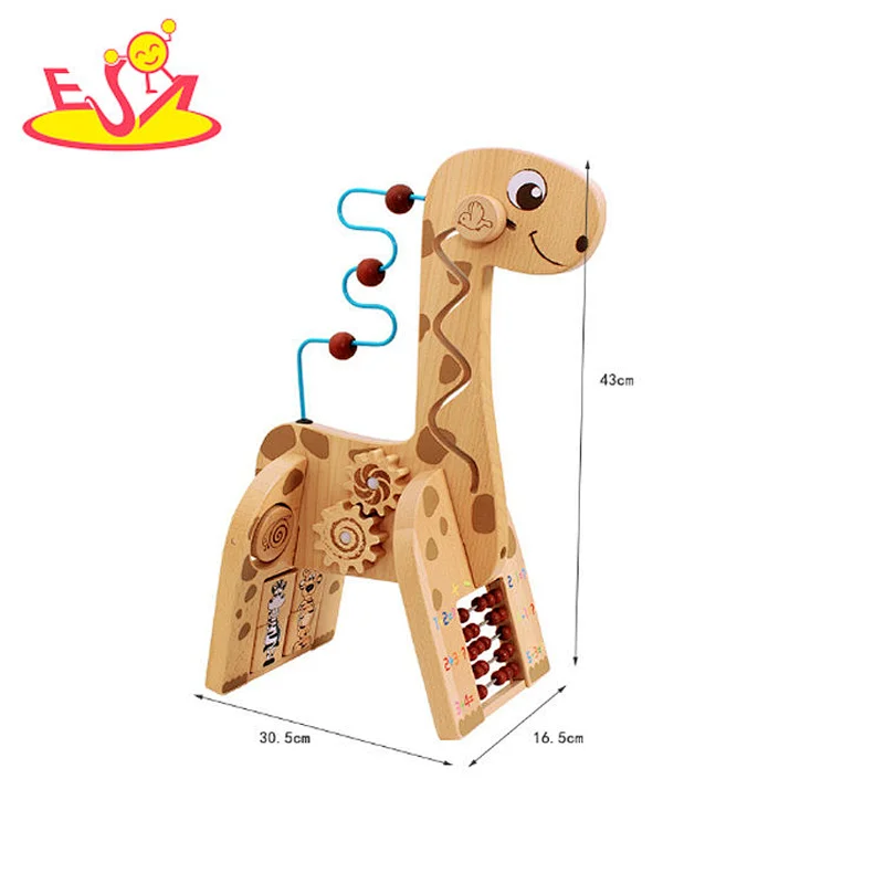 2021 New arrival animal shape wooden bead maze car toy for toddlers W11B280