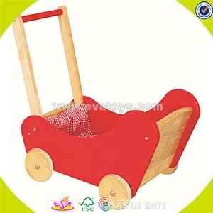 wholesale lovely wooden doll prams stroller for kids push W16E032