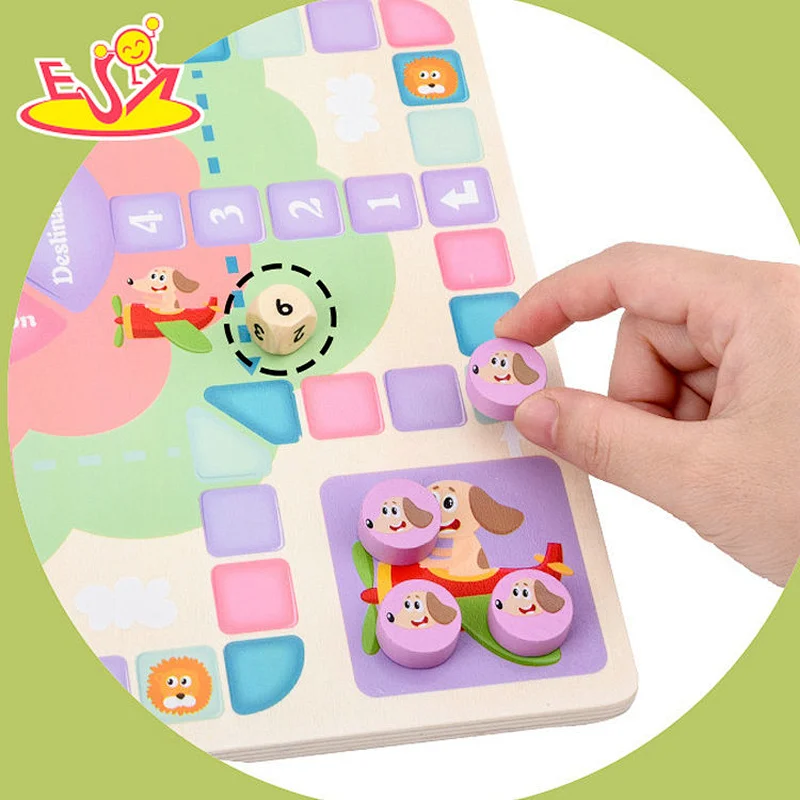 2021 new design cute wooden 2 in 1 chess board ludo game for kids' entertainment W11A132