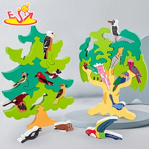 Top sale wooden animal brain teaser puzzle wooden coloring birds graffiti shape puzzle W14D228
