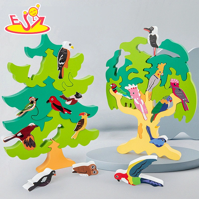 Top sale wooden animal brain teaser puzzle wooden coloring birds graffiti shape puzzle W14D228