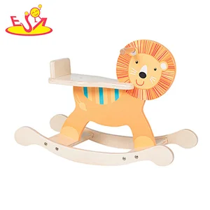 High quality  cute cartoon wooden rocking horse for kids  W16D127