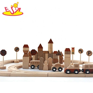 New wooden car shape blocks traffic building stacking toys for kids W04C206
