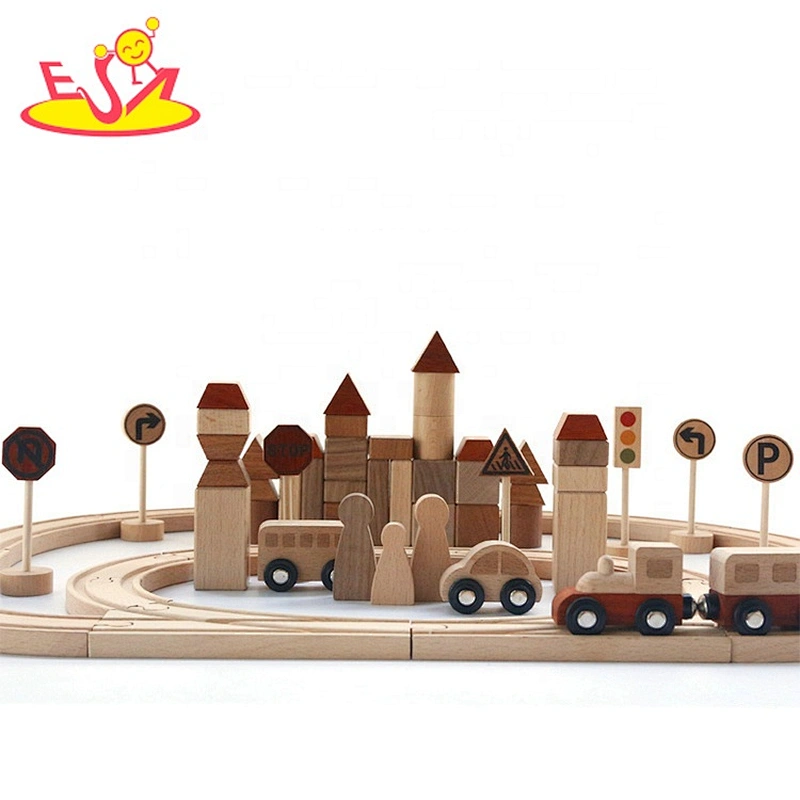 New wooden car shape blocks traffic building stacking toys for kids W04C206