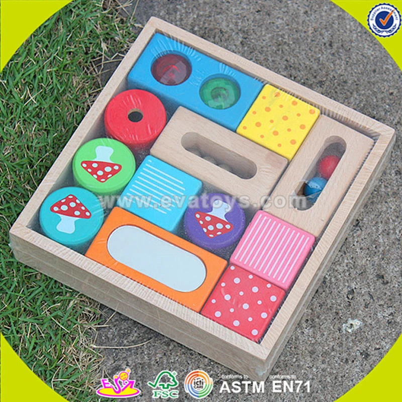 2021 new design  wooden colorful blocks educational building game toys for children W13A253