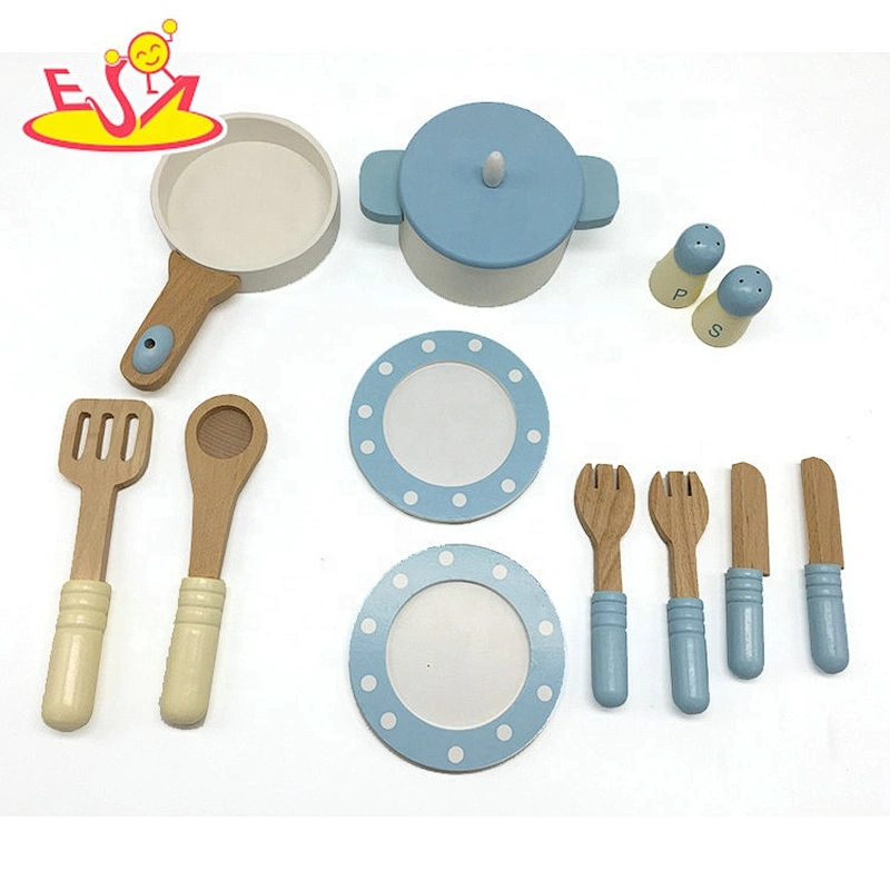 Wholesale educational wooden kitchen toy pots and pans set for children W10B300