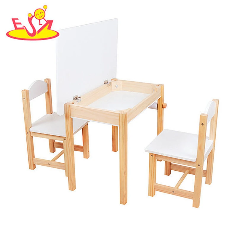 2021 New arrived functional educational DIY wooden Wooden table and chairs for kids W08G266