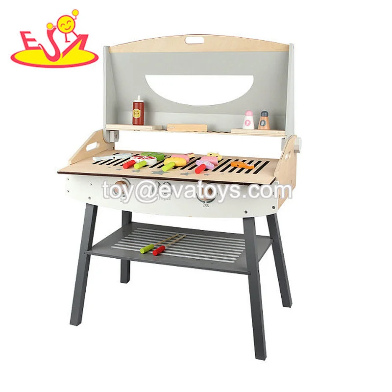 2021 New arrived preschool kids play barbecue wooden toy bbq set for children W10D231