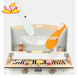 2021 New arrived preschool kids play barbecue wooden toy bbq set for children W10D231