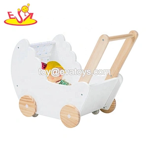 High quality educational wooden baby push walker wooden block car for pretend play W16E140