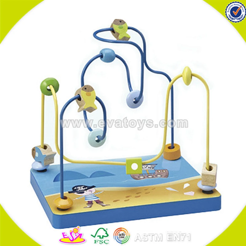 Wholesale funny wooden beads maze toy cheap wooden string beads maze toy high quality kids wooden beads maze toy W11B051