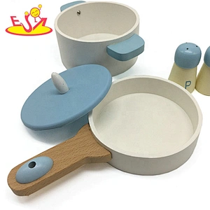 Wholesale educational wooden kitchen toy pots and pans set for children W10B300
