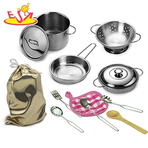 2021 New released metal role play wooden toy kitchen set for children W10D340