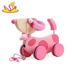 New arrival preschool wooden doggy pull toys for kids W05B216