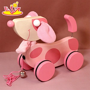 New arrival preschool wooden puppy pull toys for kids W05B215