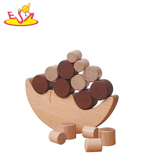New creative moon shape wooden block balance toy for kids W11F104