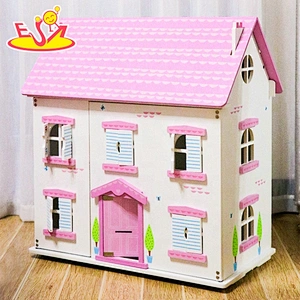 Newest wholesale wooden doll house miniature toys for kids W06A433