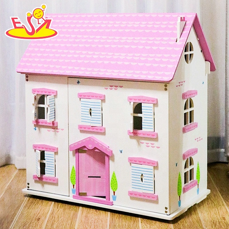 Newest wholesale wooden doll house miniature toys for kids W06A433