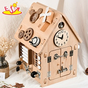 New house shape wooden educational busy board  toys for kids  W12D329