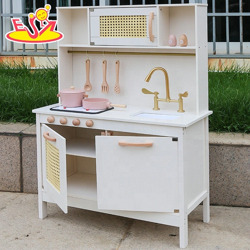 Customize children wooden play kitchen set with light and sound W10C601