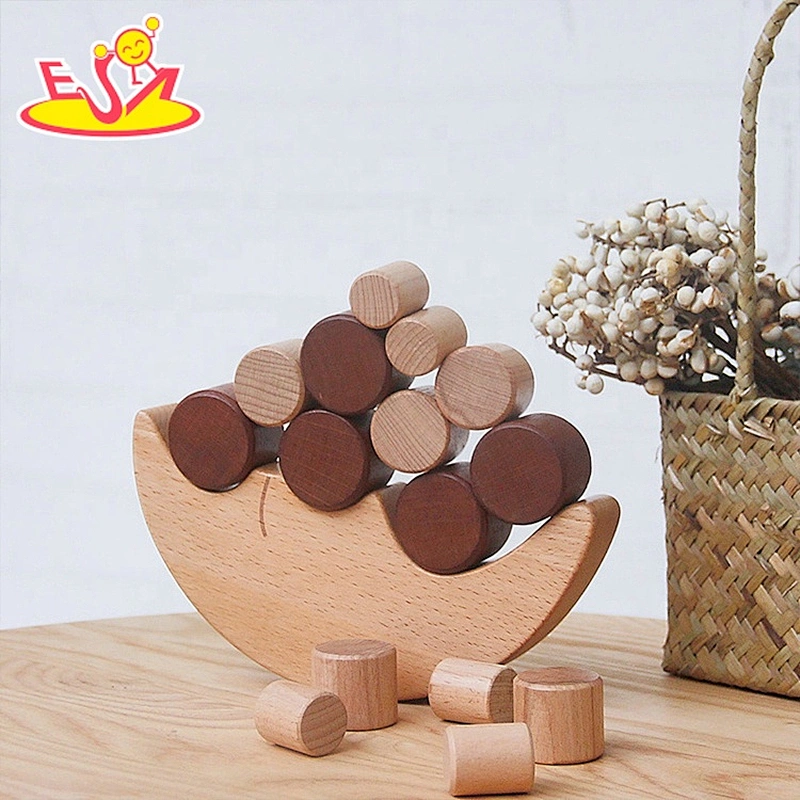 New creative moon shape wooden block balance toy for kids W11F104