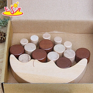 New creative moon shape wooden block balance toy for kids W11F104
