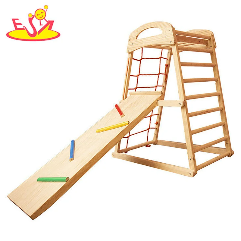 2022 Top Verkauf Montessori Kletterpyramide Holz Klettergerüst mit Schaukeln W01F016