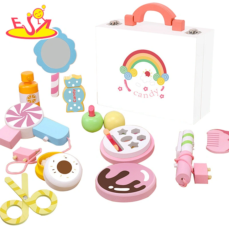 2022 Most popular pretend play wooden toy makeup case for girls W10D380