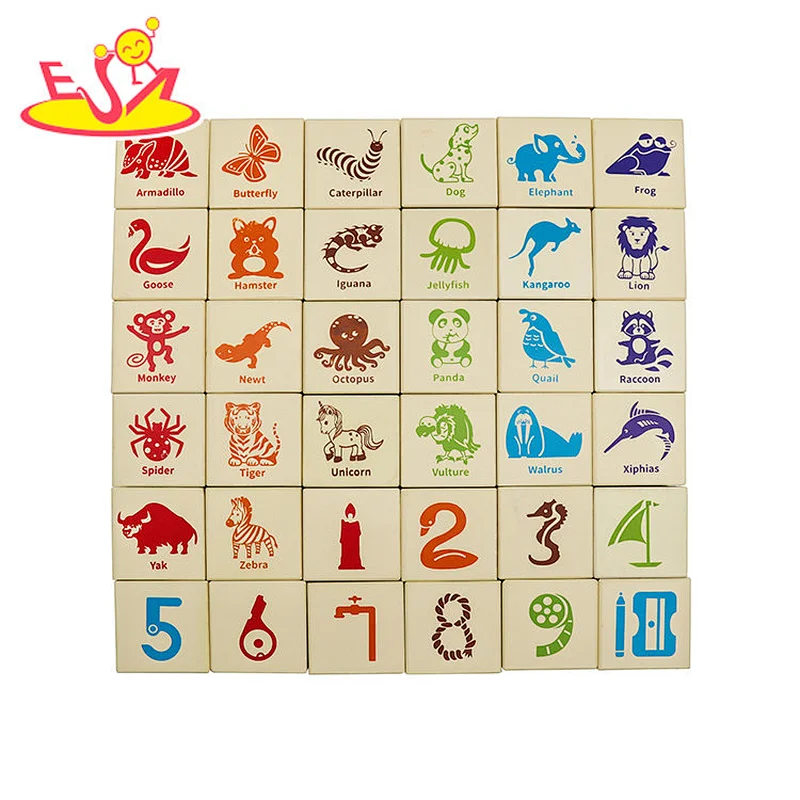 Montessori educational learning wooden abc blocks for kids W13A198