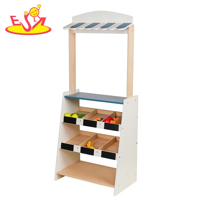 Hot selling pretend play wooden supermarket set toys for kids W10A107