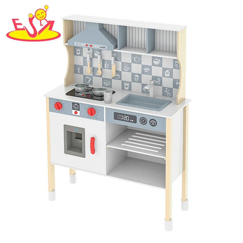 Heißer Verkauf Kleinkind vorgeben Kochen Spiel Set Kinder Holz Küche Spielzeug mit Klängen Licht für Jungen W10C727