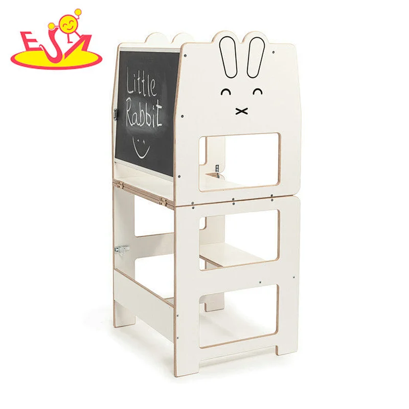 Most popular foldable kitchen helper wooden montessori learning tower for children W08G349