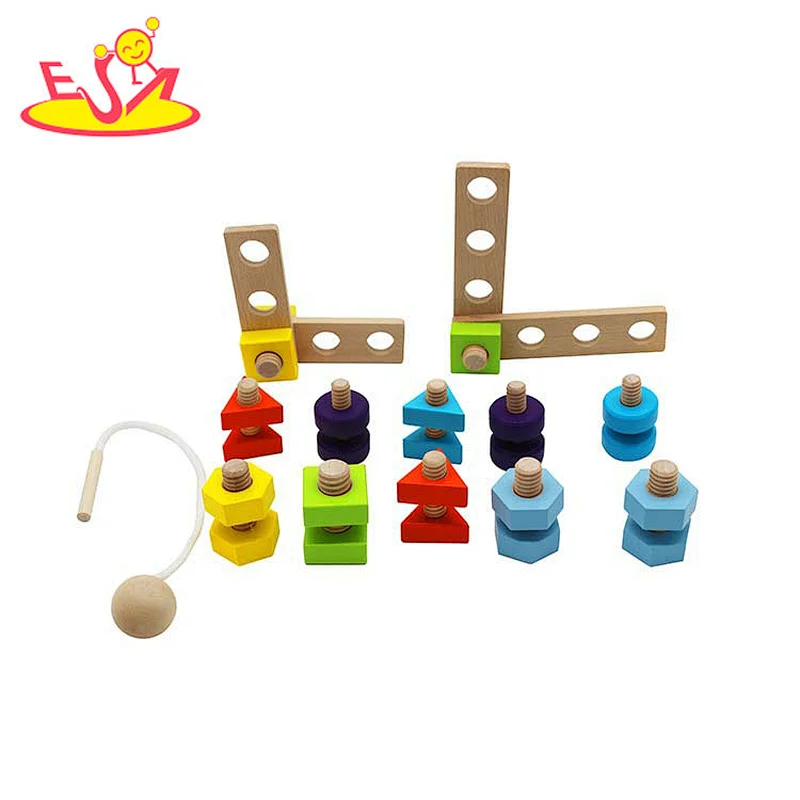 2022 combinación educativa personalizada de pernos y tuercas de madera juguetes para niños w03c042