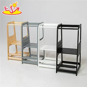 Most popular foldable kitchen helper wooden montessori learning tower for children W08G349