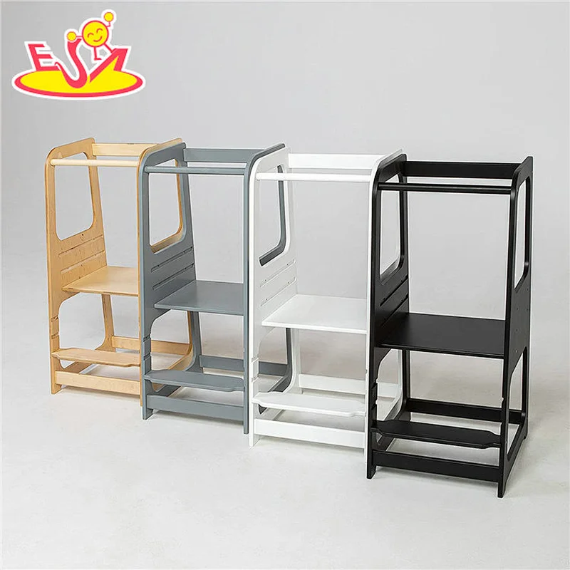 Most popular foldable kitchen helper wooden montessori learning tower for children W08G349