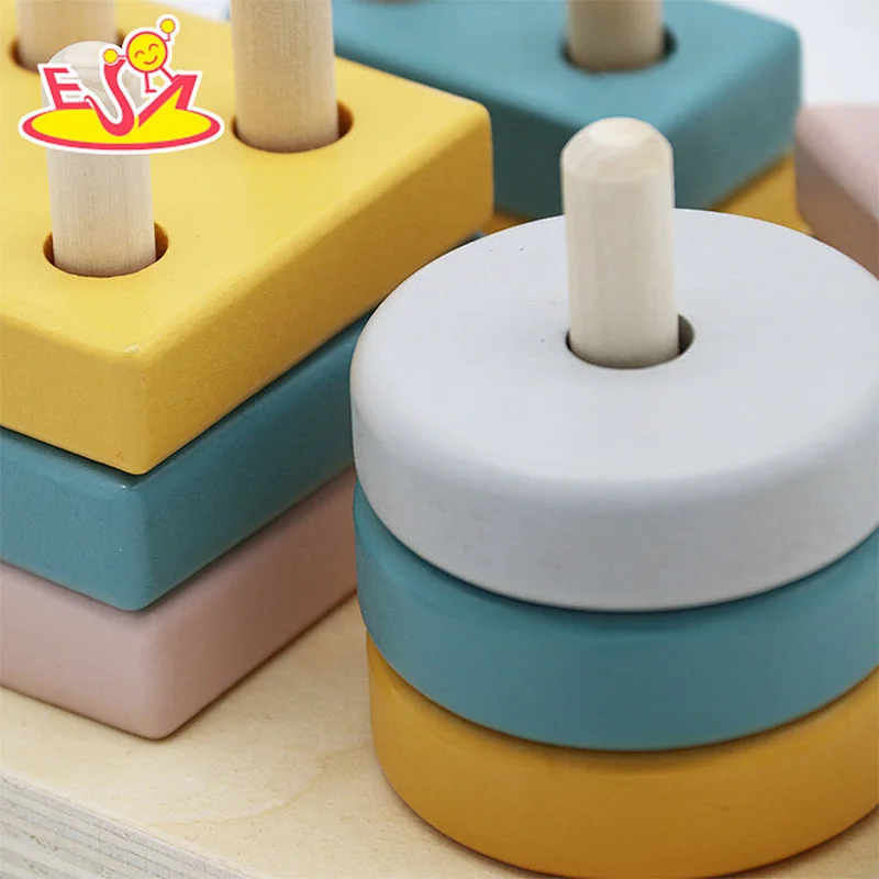 2022 New educational stacking wooden shape sorter blocks for kids W13D381