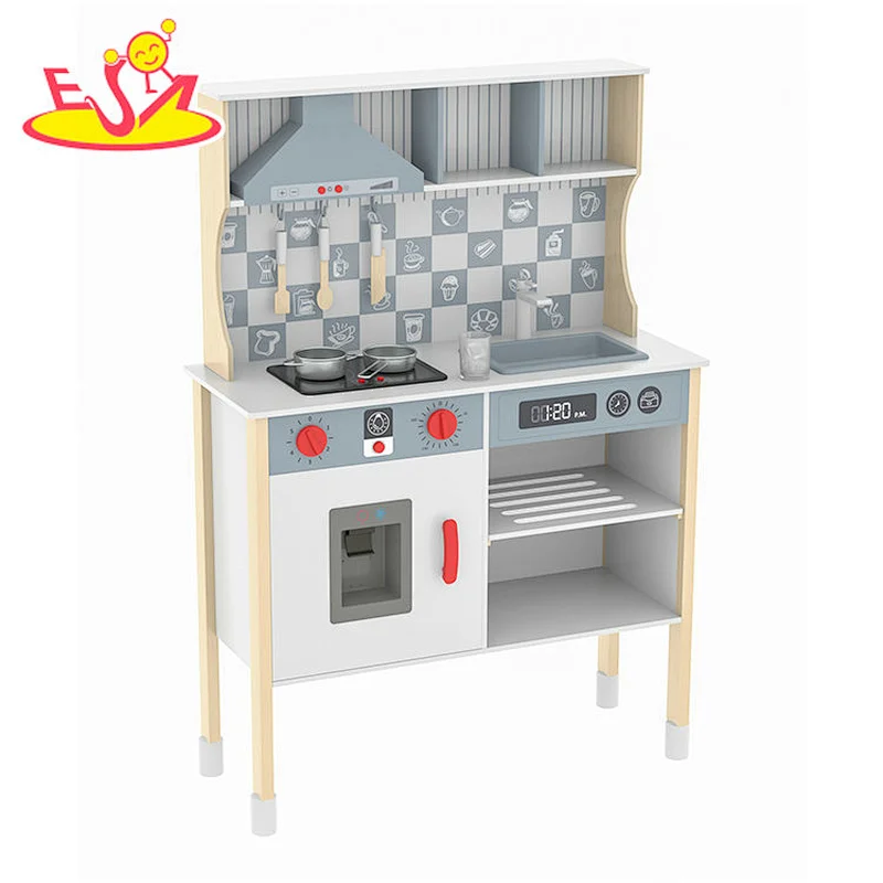 Heißer Verkauf Kleinkind vorgeben Kochen Spiel Set Kinder Holz Küche Spielzeug mit Klängen Licht für Jungen W10C727
