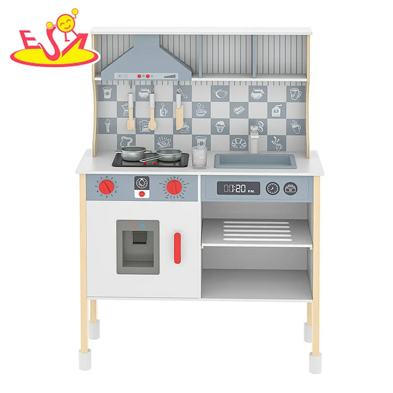 Heißer Verkauf Kleinkind vorgeben Kochen Spiel Set Kinder Holz Küche Spielzeug mit Klängen Licht für Jungen W10C727