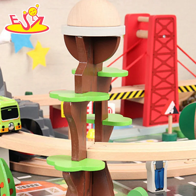 Customize rail city wooden train set and table for kids W04C219