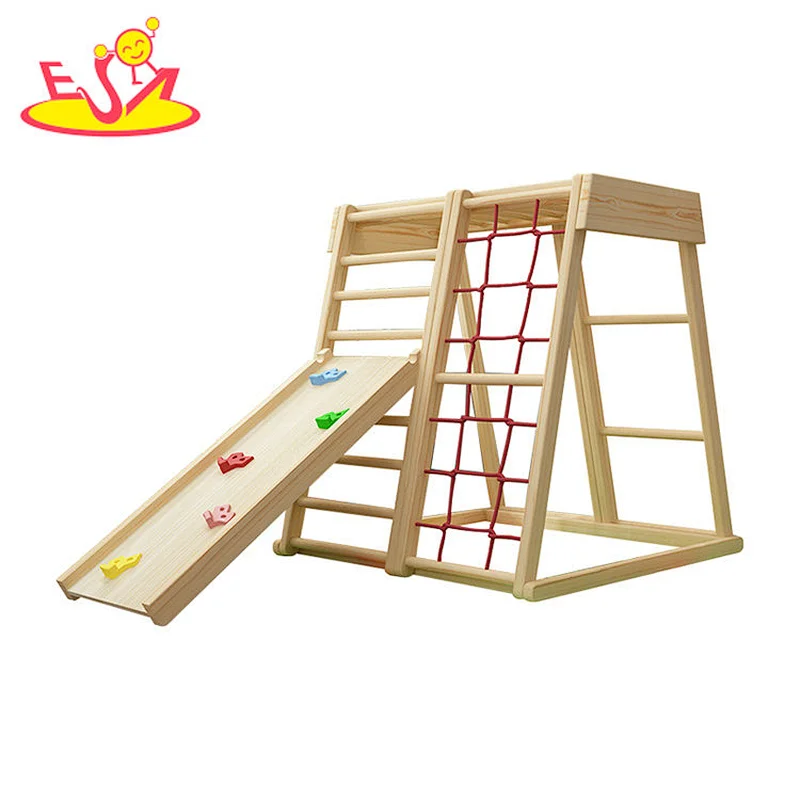 Montessori indoor large sports equipment wooden swing and climbing frame set for children W01F011