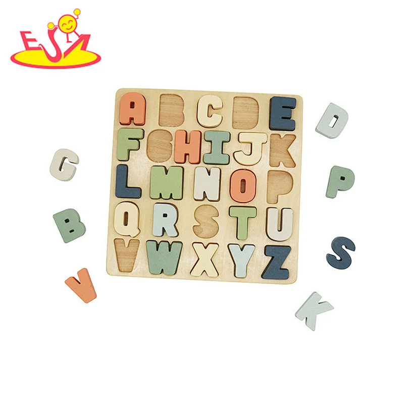 2022 New arrival educational learning toys wooden alphabet puzzle board for kids W14B152