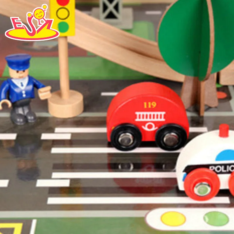 Customize rail city wooden train set and table for kids W04C219