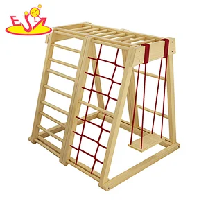 Montessori Indoor Spielplatz faltbarer hölzerner Schaukel Klettergerüst für Kinder W01F008