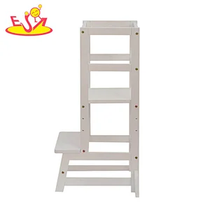 3 Heights adjustable wood kitchen helper stool for kids learning standing tower W08G341
