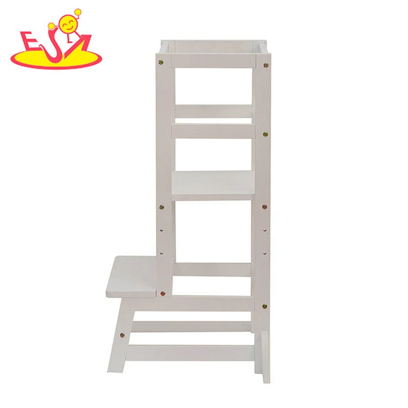 3 Heights adjustable wood kitchen helper stool for kids learning standing tower W08G341