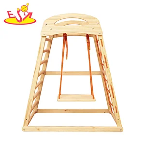 2022 Top Verkauf Montessori Kletterpyramide Holz Klettergerüst mit Schaukeln W01F016