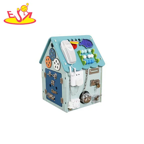 2022 Customize Montessori 6 in 1 wooden large busy board house for children W12D386